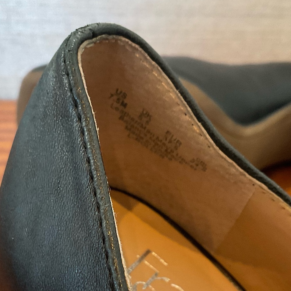 Franco sarto roller black leather block heel cap toe slip on pumps - Picture 9 of 12